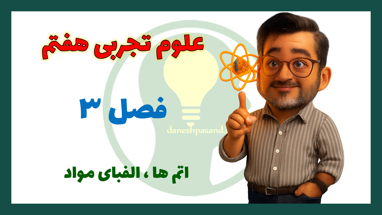 پاورپوینت فصل 3 علوم هفتم اتم ها الفبای مواد